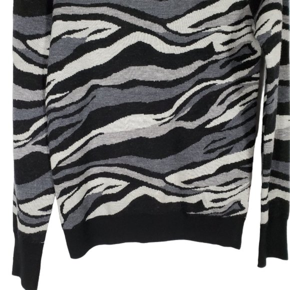 Equipment Femme Ondine Sweater 100% Wool Abstract Zebra Animal Print Quiet XS - Picture 7 of 12